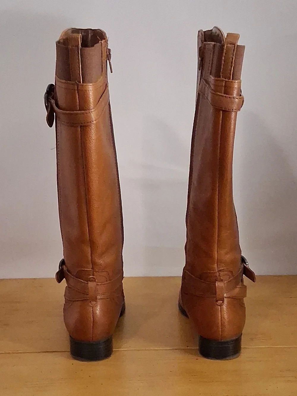 Naturalizer Tan Leather Over-the-Knee Riding Boots with Buckle